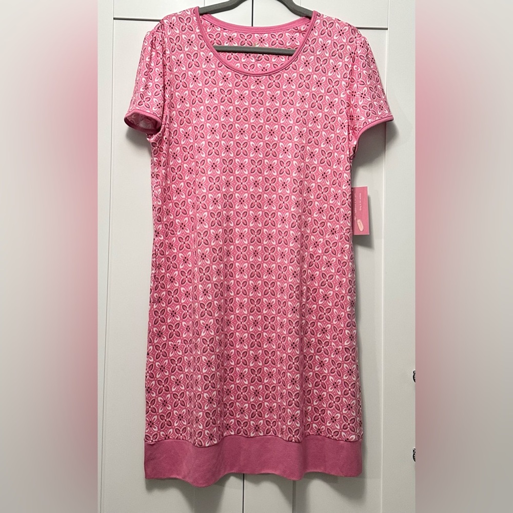 Women’s Pajama Dress Pink Printed Sz MED NEW!
